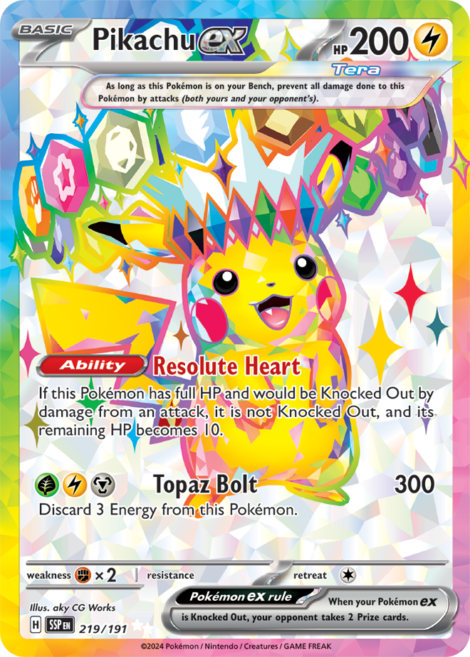Pikachu ex 219/191 – Surging Sparks Pokémon card