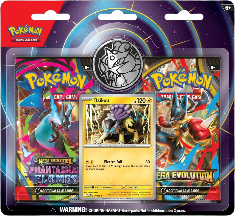 2-Pack Blister [Raikou] (3-tab) – Phantasmal Flames sealed Pokémon TCG product