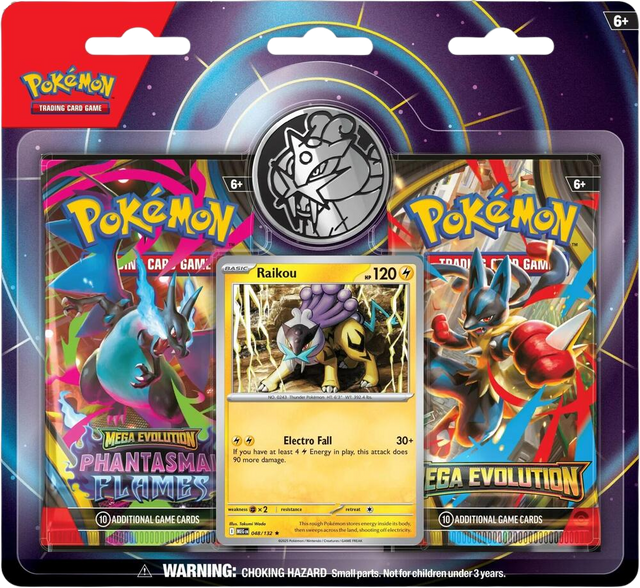 2-Pack Blister [Raikou] (3-tab) – Phantasmal Flames sealed Pokémon TCG product