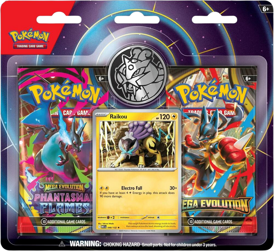 2-Pack Blister [Raikou] (3-tab) – Phantasmal Flames sealed Pokémon TCG product