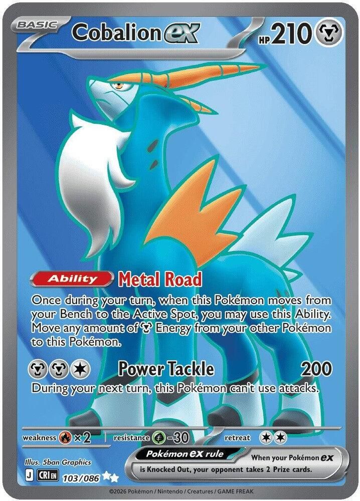 Cobalion ex 103/086 – Chaos Rising Pokémon TCG card