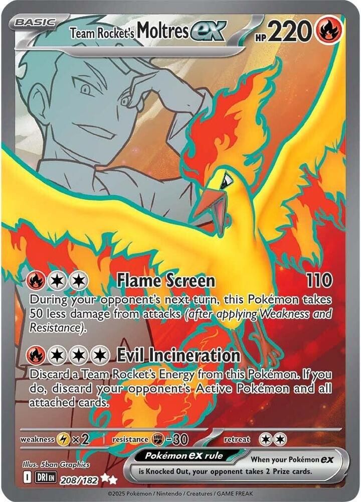 Team Rocket's Moltres ex 208/182 – Destined Rivals Pokémon TCG card